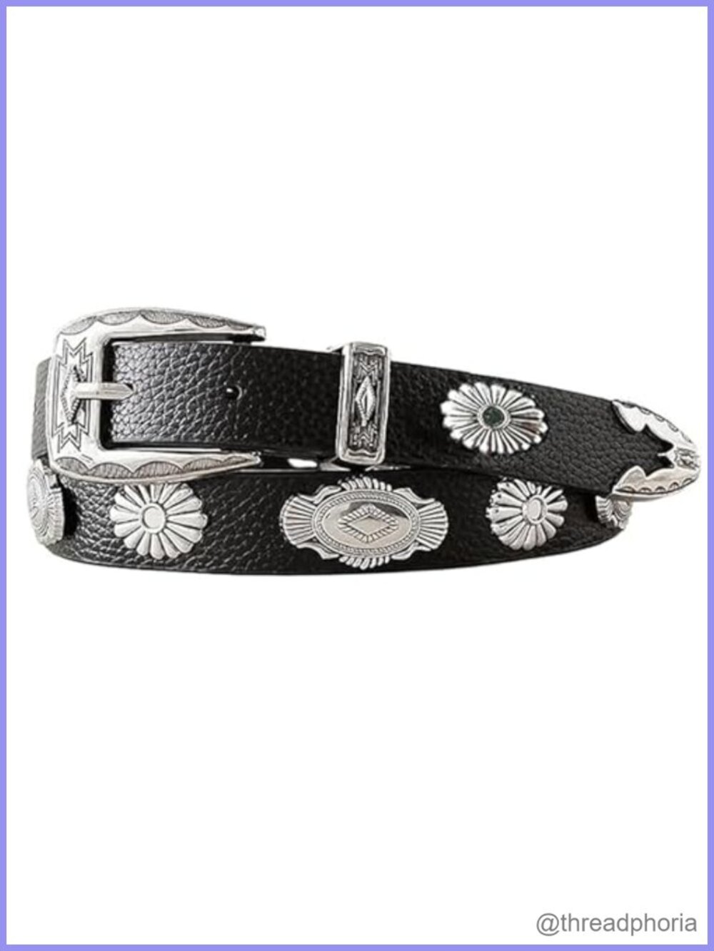 Faux-Leather Western Cowboy Belt Oval-Disc Cowgirl Waist Slim Fashion